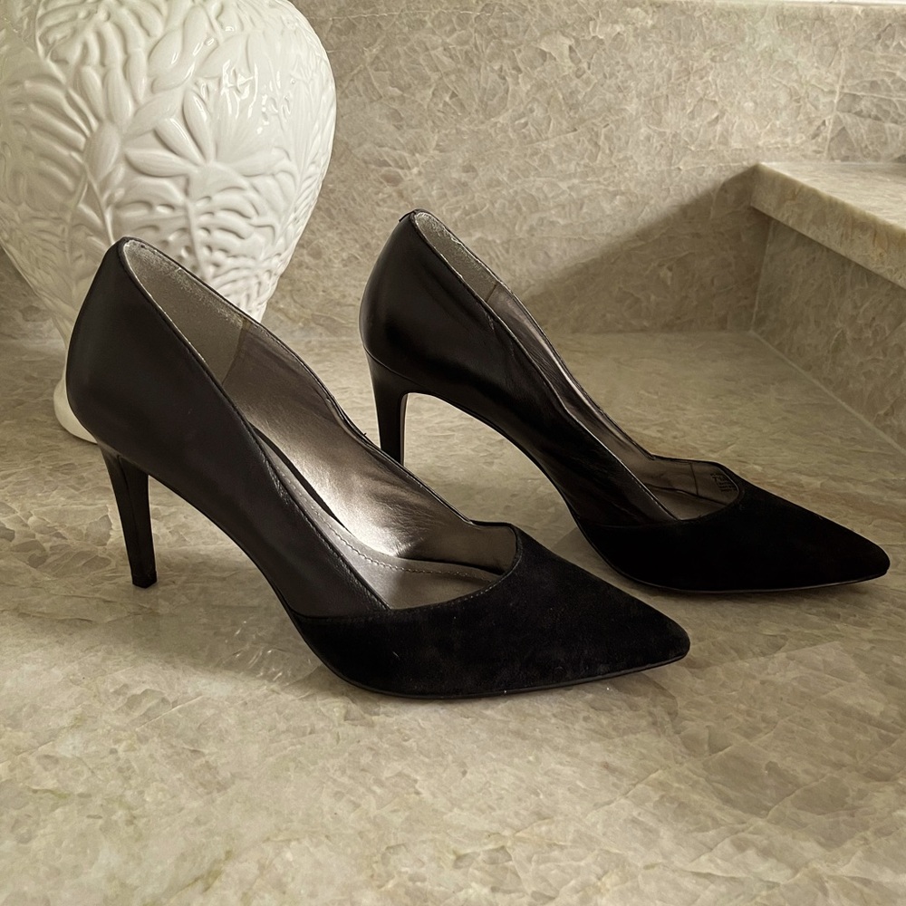 Black leather and suede